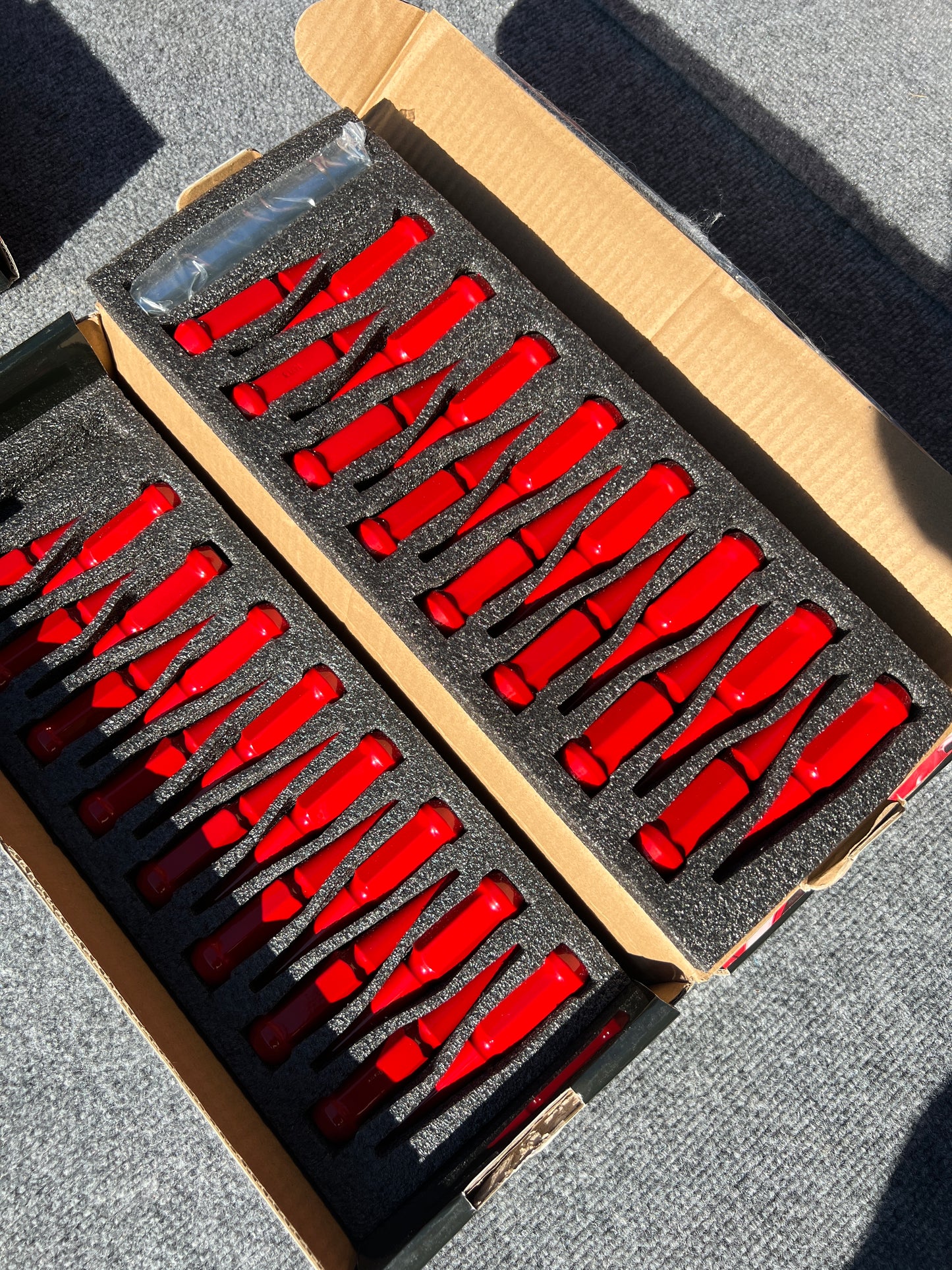 Vermillion red spiked lug nuts